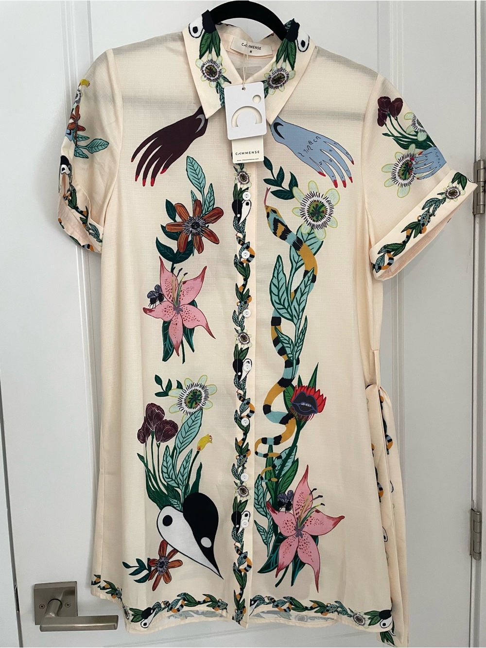 NEW Commense Printed Collared Belted Short Dress Size Medium NWT.            L16 - Picture 3 of 7